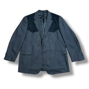 Red Sky Western Yoke Mens Blazer Gray Black Sport Coat Suit Jacket Size 50L